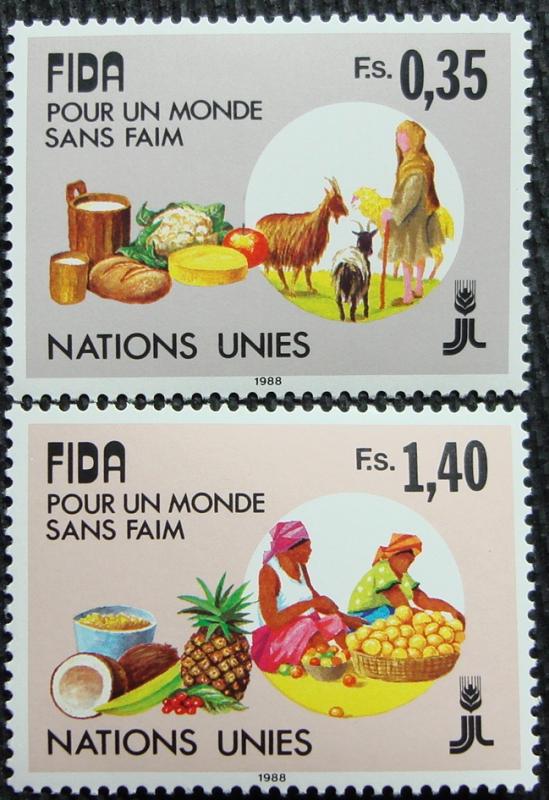 UN Geneva #162-163 MNH, 2 Singles, IFAD, SCV $1.75 L10