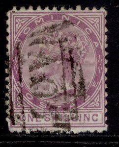 DOMINICA QV SG3, 1s dull magenta, USED. Cat £70. PERF 12½