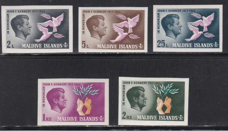 Maldive Islands # 159-163, John F. Kennedy, Imperf Set, NH