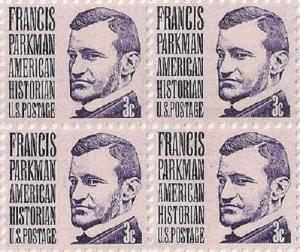 US 1281 Francis Parkman 3c block (4 stamps) MNH 1967