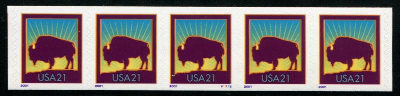 3475 US 21c Bison SA coil, MNH PNC5 #V2222 P/V