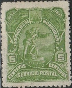 Honduras, #67  Mint Hinged From 1892    On partial paper