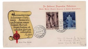 VATICAN CITY 1951 # 143-144 Complete Set Assumption of Virgin Mary Stamps FDC