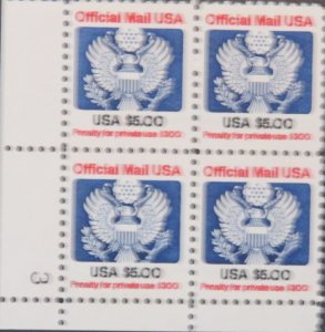 O133 $5 Eagle, Plate Block