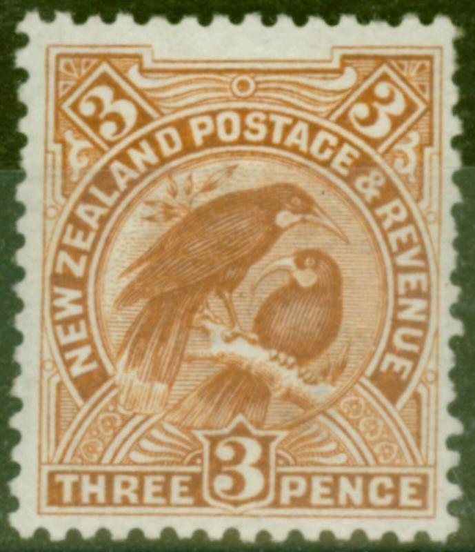 New Zealand 1908 3d Yellow-Brown SG378a Fine Mtd Mint