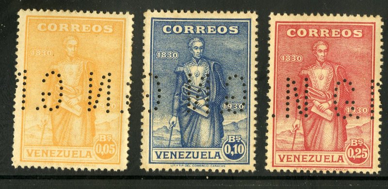 VENEZUELA 290-1 MNH (PUNCHED G.N ) OFFICIAL USE SCV $3.00 BIN $1.50 MILITARY