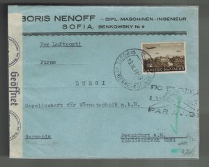 1941 Sofia Bulgaria Credit Bank Cover to Frankfurt Germany Boris Nenoff