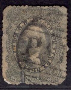 US Stamp #37 24c Gray Lilac Washington USED w/ Faults SCV $375