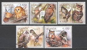 Wb265 2012 Uganda Owls Birds Fauna #2795-99 Set Mnh