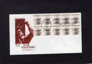 1845 Igor Stravinsky, FDC w/10 stamps, Artmaster, CV $1.00