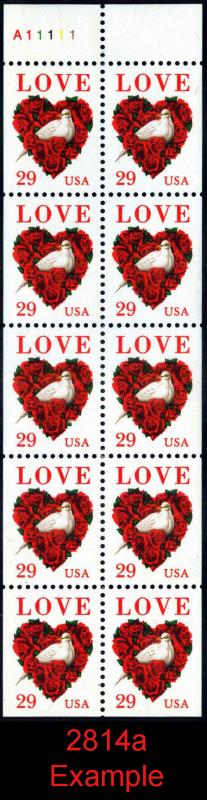 SC#BK214 29¢ Dove & Roses Booklet: Plate #A11111 (1994) MNH