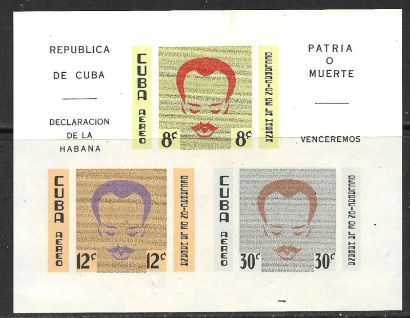 CUBA 1961 JOSE MARTI Airmail Souvenir Sheet Sc C221a MNH