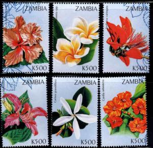 Zambia Scott 722-a-e MNH** 1998 Flower stamps