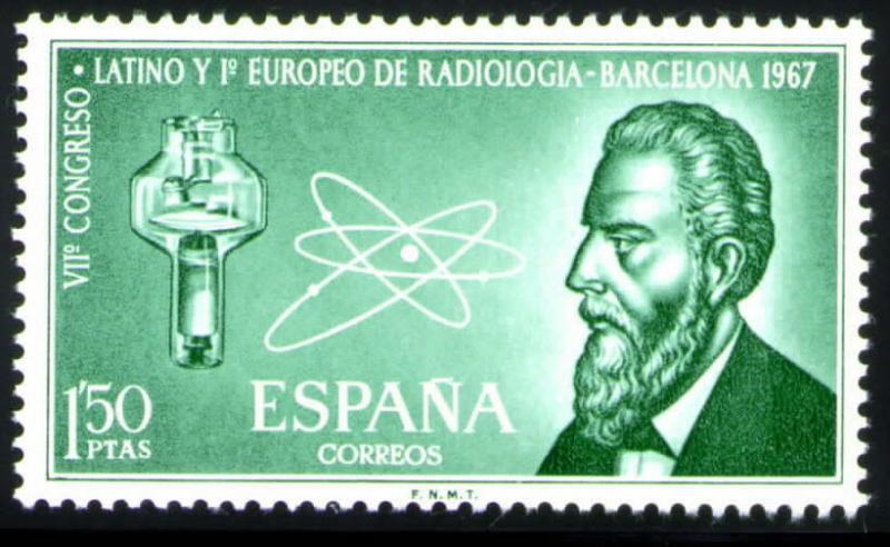 SPAIN Scott 1460 MNH** 1967 Rontgen, X-ray Tube & Atom