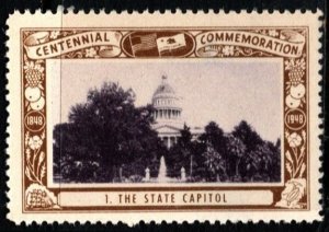 1948 US Poster Stamp California Centennial Commemoration # 1 The State Capitol