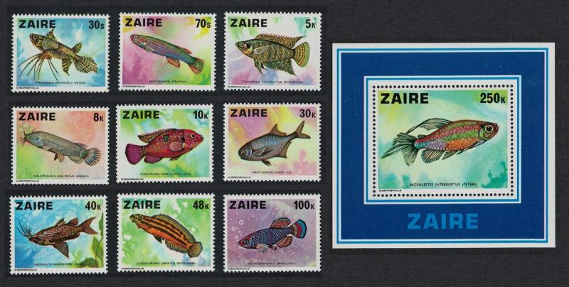 Zaire Fish 9v+MS SG#905-MS914 SC#862-871 MI#548-556+Block 17