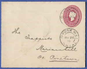 NATAL South Africa 1901 Used 1d Stationery Envelope, DRONK-VLEI to Pinetown
