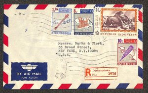 INDONESIA 707 // 731 STAMPS MARKS & CLERK DJAKARTAKOTA NY REGISTERED COVER 1968