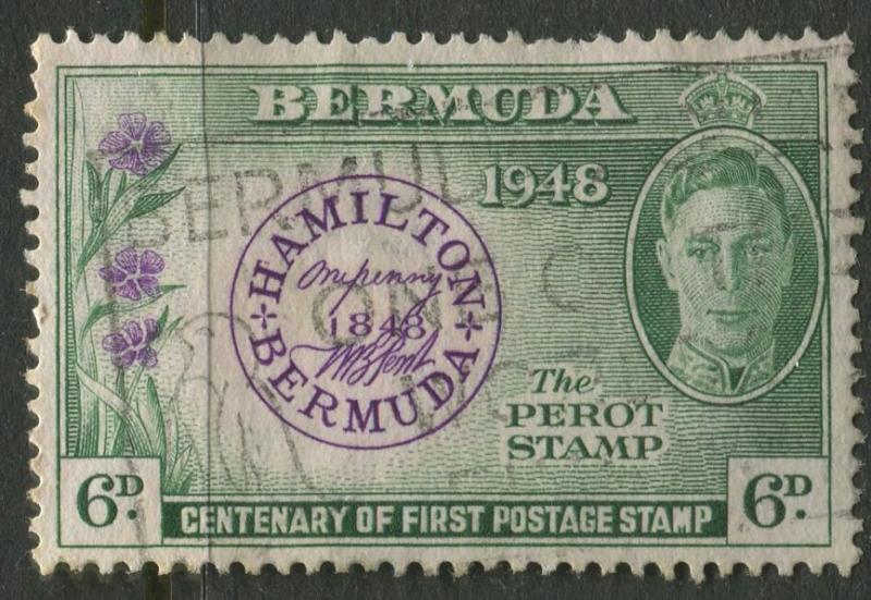 Bermuda -Scott 137 - Postmaster Stamp - 1949 - Used  - 6p Stamp