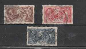 GREAT BRITAIN SG 450-452 VF-USED KGV SEAHORSES CAT VALUE $338