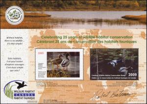 CANADA 2009  25TH ANNIVERSARY MINI SHEET by Robert Bateman. Limited Quantity