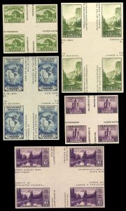 United States #766a-770a Mint wgai very fine  cross gutter blocks of 4 Cat$11...