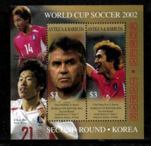 Antigua 2002 - World Cup Soccer Korea - Sheet of 2 Stamps - Scott #2610 - MNH