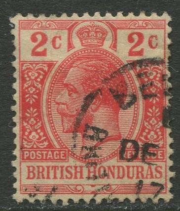 British Honduras- Scott 76- KGV Definitive -1913- FU -Single 2c Stamp