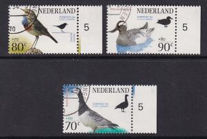 Netherlands   #B677-B679   cancelled   1993  birds  Philapost