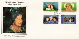 Lesotho - 1985 The Queen Mother FDC Set SG 635-639