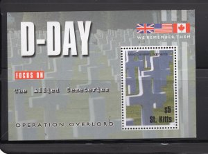 St. Kitts 2004 $5.00 D-Day Souvenir Sheet, Scott 586 MNH, value = $4.00