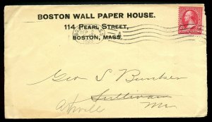 U.S. Type III 1st Bur. Issue on 1899 Ad Cover for the Boston Wall Paper House