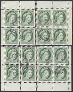 Canada #337p-341p QEII Wilding Tagged Matched Sets Of Used Plate/Corner Blocks