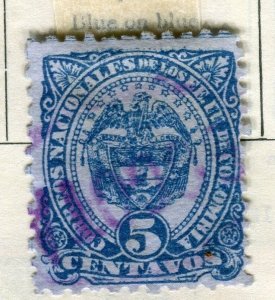 COLOMBIA;  1883 early classic issue used 5c. value