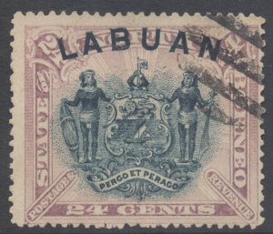 Labuan North Borneo Scott 84 - SG100, 1897 Arms 24c used cto