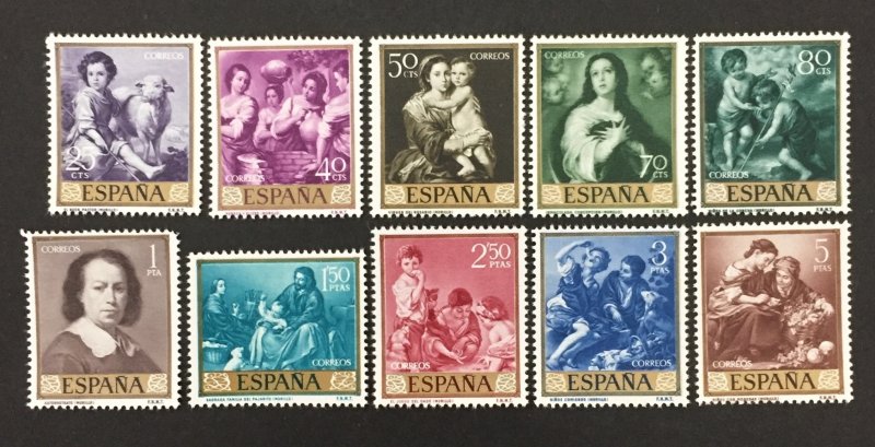 Spain 1960 #921-30(10), Murillo Paintings, MNH.