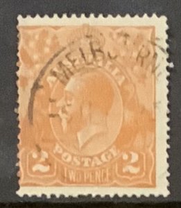 AUSTRALIA GV HEADS 1920 2d ORANGE SG62 USED