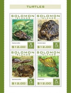Solomon Islands - 2016 Turtles - 4 Stamp Sheet - SLM16403a