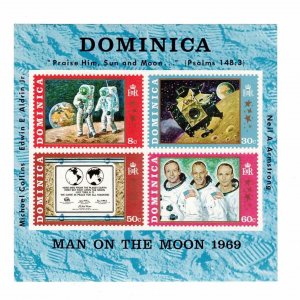 Dominca 1970 Sc 296a Minisheet Apollo 11 Man on the Moon Souvenir MNH