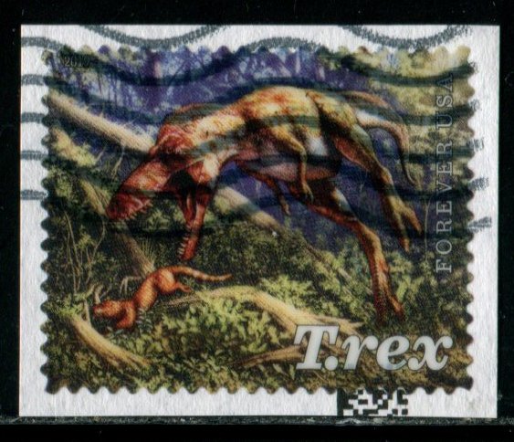 5413 US (55c) Tyrannosaurus Rex SA,  used on paper