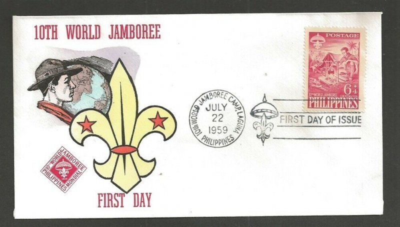 1959 Philippines Boy Scout World Jamboree Laguna Overseas Mailer FDC