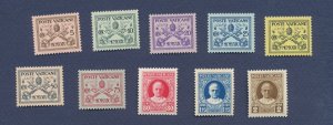 VATICAN - Scott 1-10 - MNH (# 9 is hinged) - 1929