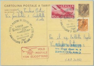 82897 - ITALY - Postal History -  HELICOPTER  FLIGHT stationery card 1973