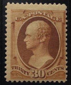 US Scott #217 *MINT OG H* { 30c ORANGE BROWN HAMILTON } BANK NOTE OF 1888