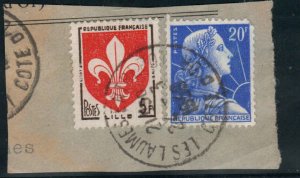 France  #755, 902, Used, Postmark - LES LAUMES ENTREPOT, COTE D'OR, 24-3-1959