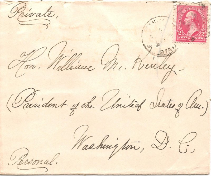 McKinley envelope addressed to wife Ida !4