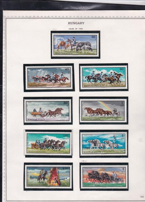 hungary issues of 1968 olympics & horses etc stamps page ref 18311