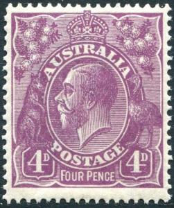 AUSTRALIA-1921  4d Violet Sg 64 LIGHTLY MOUNTED MINT V27653