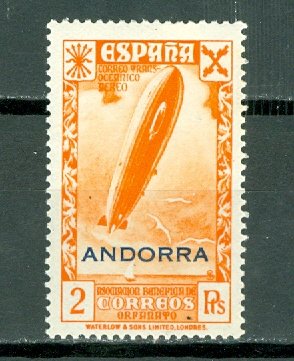 SPANISH ANDORRA 1943 CHARITY EDIFIL #12...MINT