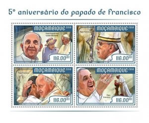 Mozambique Pope Francis Stamps 2018 MNH Popes People Queen Elizabeth II 4v M/S 